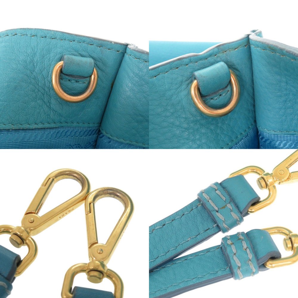 Prada BR4617 Leather Blue 2-Way Tote Bag/Shoulder Bag 0099 PRADA - Picture 8 of 10
